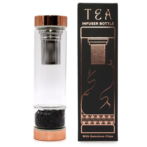 CGTIB-05 - Crystal Glass Tea Infuser Bottle - Rose Gold - Onyx - Sold in 1x unit/s per outer