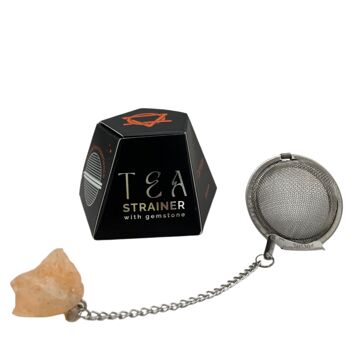 CGTS-04 - Passoire à thé en pierres précieuses en cristal brut - Cornaline - Vendu en 4x unité/s par extérieur 2
