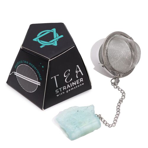 CGTS-12 - Raw Crystal Gemstone Tea Strainer - Aquamarine - Sold in 4x unit/s per outer