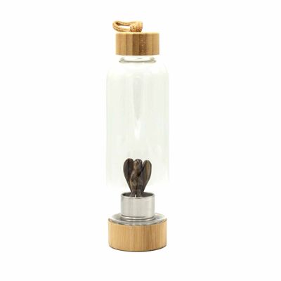 CGWB-10 - Botella de agua de vidrio con infusión de cristal - Ojo de tigre determinado - Ángel - Se vende en 1x unidad/s por exterior