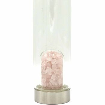 CGWB-13 - Bouteille d'eau en verre infusé de cristal - Quartz rose rajeunissant - Chips - Vendu en 1x unité/s par extérieur 3
