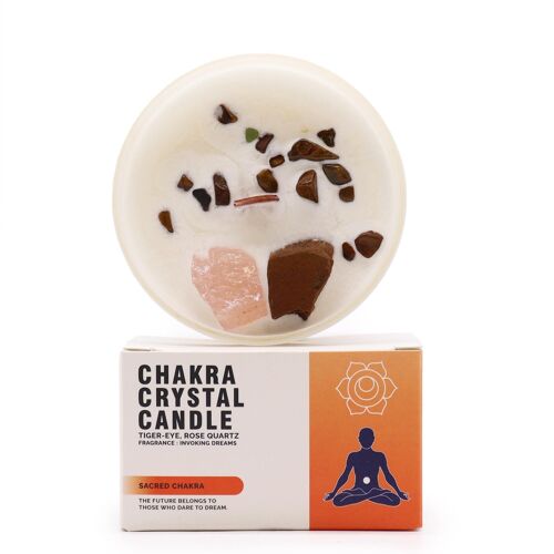 ChkCC-02 - Chakra Crystal Candle - Sacred Chakra - Sold in 1x unit/s per outer