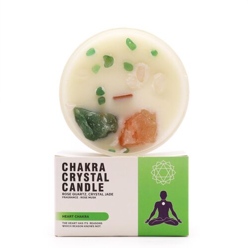 ChkCC-04 - Chakra Crystal Candle - Heart Chakra - Sold in 1x unit/s per outer