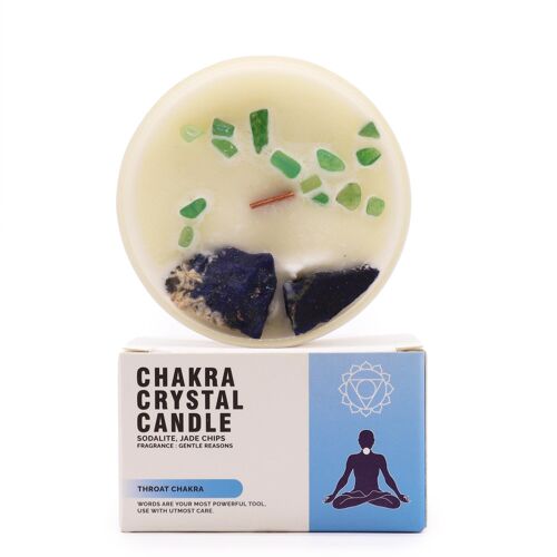 ChkCC-05 - Chakra Crystal Candle - Throat Chakra - Sold in 1x unit/s per outer