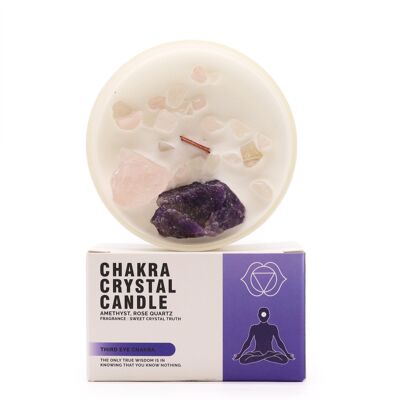 ChkCC-06 - Vela de cristal de chakra - Chakra del tercer ojo - Se vende en 1x unidad/s por exterior