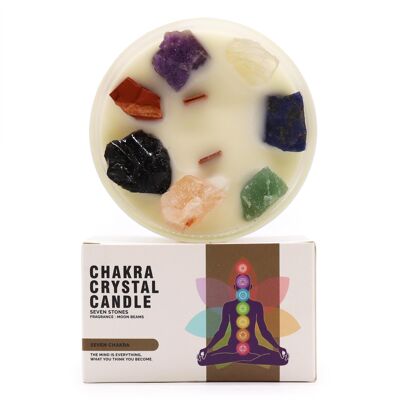 ChkCC-08 - Vela de cristal de chakra grande - Siete chakras - Se vende en 1x unidad/s por exterior