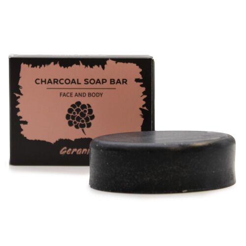CHSB-02 - Charcoal Soap 85g - Geranium - Sold in 5x unit/s per outer