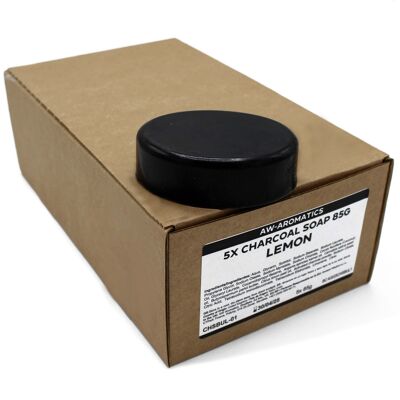 CHSBUL-01 - Jabón de carbón 85 g - Limón - Etiqueta blanca - Se vende en 5 unidades por exterior