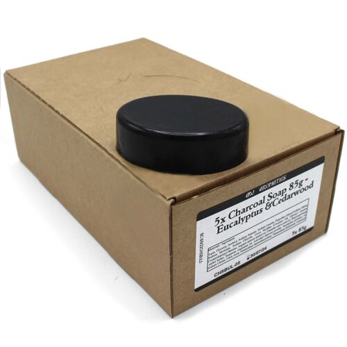 CHSBUL-05 - Charcoal Soap 85g - Eucalyptus & Cedarwood - White Label - Sold in 5x unit/s per outer