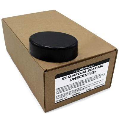 CHSBUL-06 - Holzkohleseife 85 g - ohne Duft - weißes Etikett - Verkauft in 5er-Packung pro Umkarton