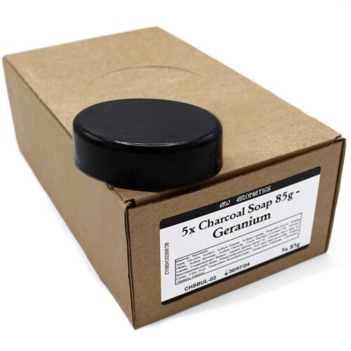 CHSBUL-02 - Charcoal Soap 85g - Geranium - White Label - Sold in 5x unit/s per outer