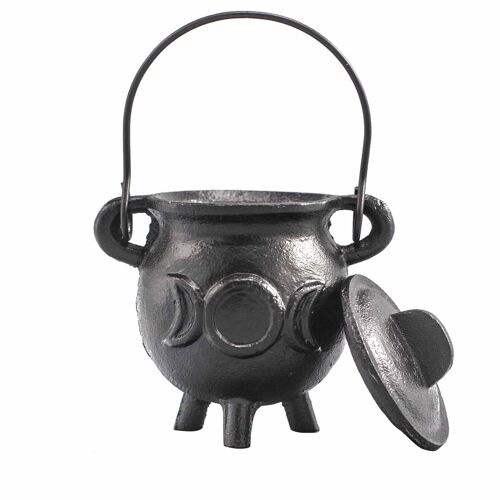 CIC-04 - Cast Iron Cauldron with Triple Moon 6.5x13cm - Sold in 1x unit/s per outer