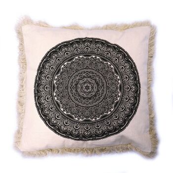 CMC-04 - Housses de coussin Mandala traditionnelles 45x45cm - Noir - Vendu en 4x unité/s par extérieur 2