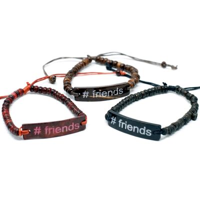 CocoSG-06 - Braccialetti con slogan Coco - #Friends - Venduto in 6 unità per esterno