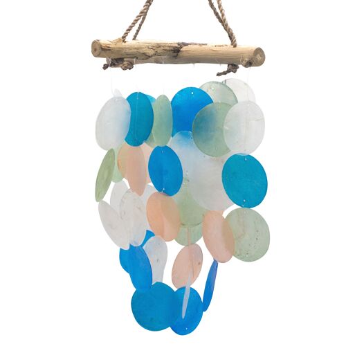Copi-05 - Blue & Pearl Driftwood Cross Chime - Sold in 1x unit/s per outer