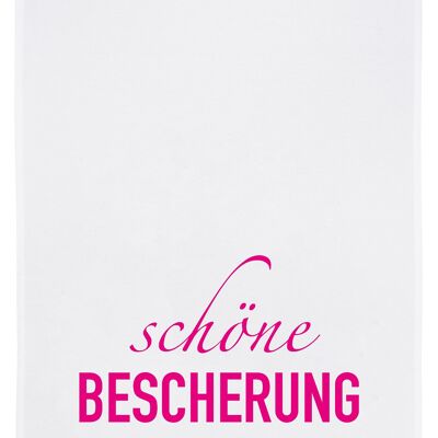 Geschirrtuch weiss, SCHÖNE BESCHERUNG, neon pink100% Baumwolle