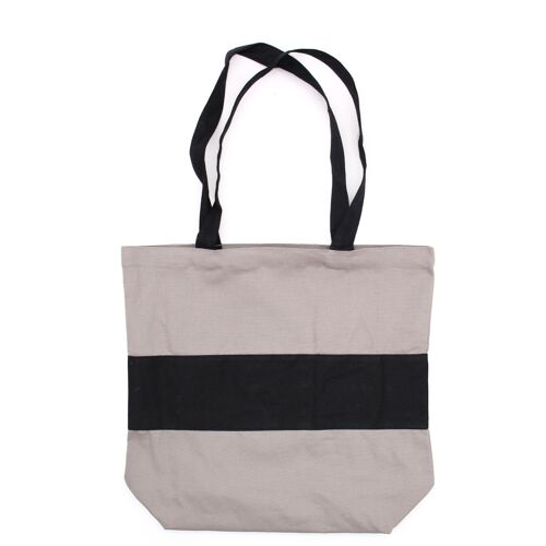 COTT-15 - Two Tone Cotton Bag - 38x42x12cm - Grey & Black - 10oz - Sold in 1x unit/s per outer