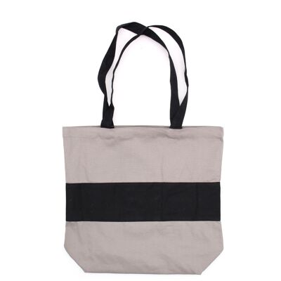 COTT-15 - Bolsa de Algodón de Dos Tonos - 38x42x12cm - Gris y Negro - 10oz - Se vende en 1x unidad/es por exterior