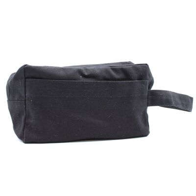 CotTB-10 - Borsa da toilette in cotone nero 10 oz - Quadrata classica - Venduto in 6 unità per esterno