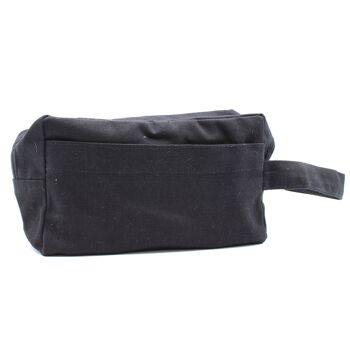 CotTB-10 - Trousse de toilette en coton noir 10 oz - Carré classique - Vendu en 6x unité/s par extérieur 1