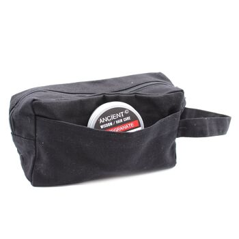 CotTB-10 - Trousse de toilette en coton noir 10 oz - Carré classique - Vendu en 6x unité/s par extérieur 3