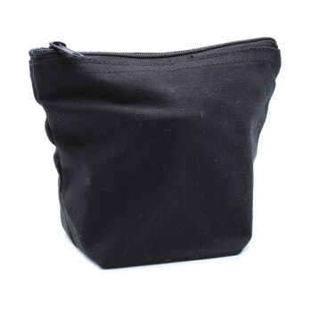 CotTB-12 - Trousse de toilette en coton noir 10 oz - Mini pochette - Vendu en 12x unité/s par extérieur 1