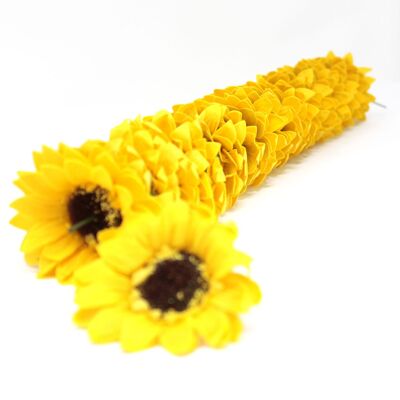 CSFH-27b - Flores de jabón artesanal - Girasol grande - Amarillo - Se vende en 50 unidades/s por exterior