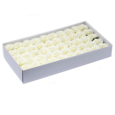 CSFH-44 - Fleurs de savon artisanales - Oeillets - Crème - Vendu en 50x unité/s par extérieur