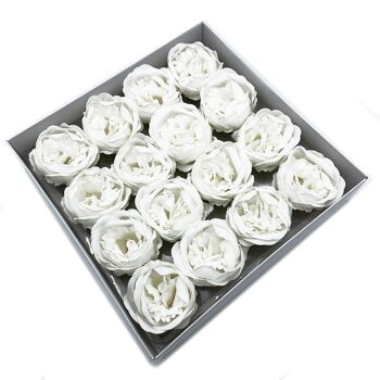 CSFH-55 - Fleur de savon artisanale - Grande pivoine - Blanc - Vendu en 16x unité/s par extérieur 1