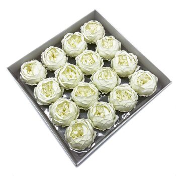 CSFH-56 - Fleur de savon artisanal - Grande pivoine - Ivoire - Vendu en 16x unité/s par extérieur 1