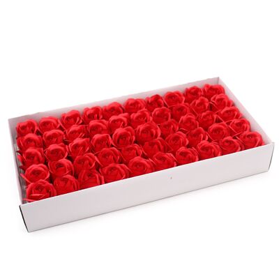 CSFH-86 - Seifenblumen zum Basteln - Mittlere Rose - Rot mit schwarzem Rand - Verkauft in 50 Stück pro Umkarton