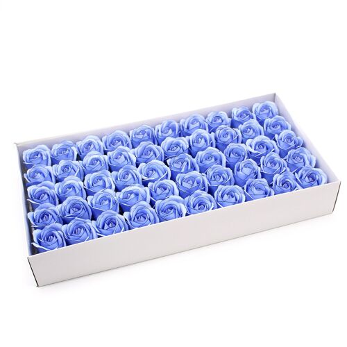 CSFH-87 - Craft Soap Flowers - Med Rose - Blue With Black Rim - Sold in 50x unit/s per outer