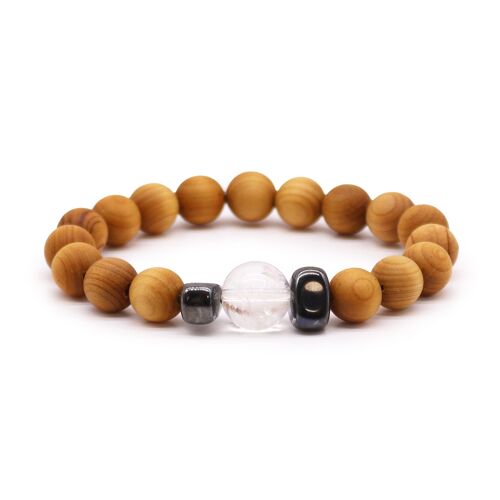 CWBG-07 - Cedarwood Crown Chakra Bangle with Clear Quartz - Sold in 3x unit/s per outer