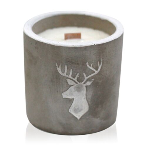 CWC-07 - Med Concrete Soy Candle - Stag Head - Whiskey & Woodsmoke - Sold in 3x unit/s per outer