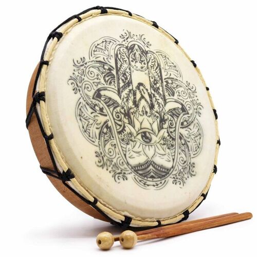 DD-09 - Hamsa Shamanic Drum with Two Sticks - 30cm - Sold in 1x unit/s per outer