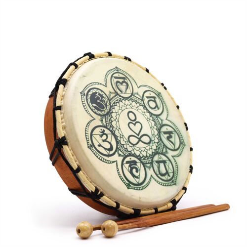 DD-08 - Chakra Shamanic Drum with 1x Stick - 25cm - Sold in 1x unit/s per outer
