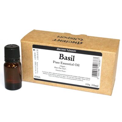 EOUL-13 - Etiqueta sin marca de aceite esencial de albahaca de 10 ml - Se vende en 10x unidad/es por exterior