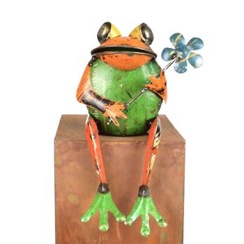 Grenouille avec une fleur