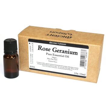 EOUL-75 - 10 ml d'huile essentielle de géranium rosat Étiquette sans marque - Vendu en 10x unité/s par extérieur