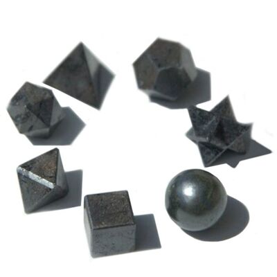 EPS-06 - Set di sette pezzi geometrici in agata nera - Venduto in 1x unità/i per esterno