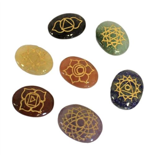 EPS-02 - Lrg Stones Chakra Set ( Oval Shape ) - Sold in 1x unit/s per outer