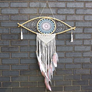 EyeDC-03 - Protection Dream Catcher - Lrg Macrame Eye Bleu/Blanc/Rose - Vendu en 1x unité/s par extérieur 1