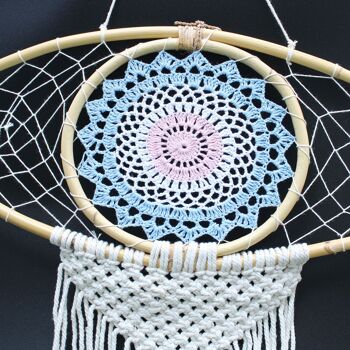 EyeDC-03 - Protection Dream Catcher - Lrg Macrame Eye Bleu/Blanc/Rose - Vendu en 1x unité/s par extérieur 2