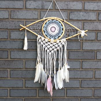 EyeDC-07 - Protection Dream Catcher - Med Macrame Eye Bleu/Blanc/Rose - Vendu en 1x unité/s par extérieur 1