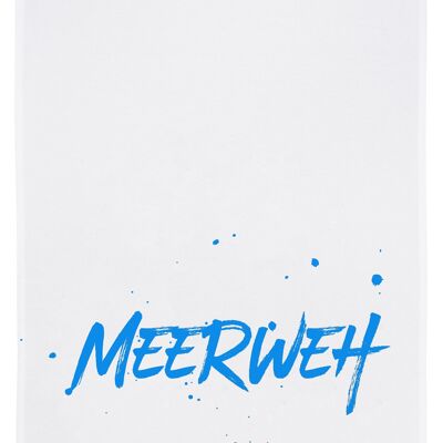 White tea towel, MEERWEH, blue