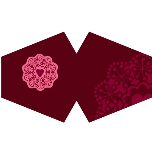 FFM-28 - Reusable Fashion Face Mask - Red Mandala Heart  (Adult) - Sold in 3x unit/s per outer
