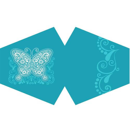 FFM-40 - Reusable Fashion Face Covering - Blue Butterfly  (Adult) - Sold in 3x unit/s per outer