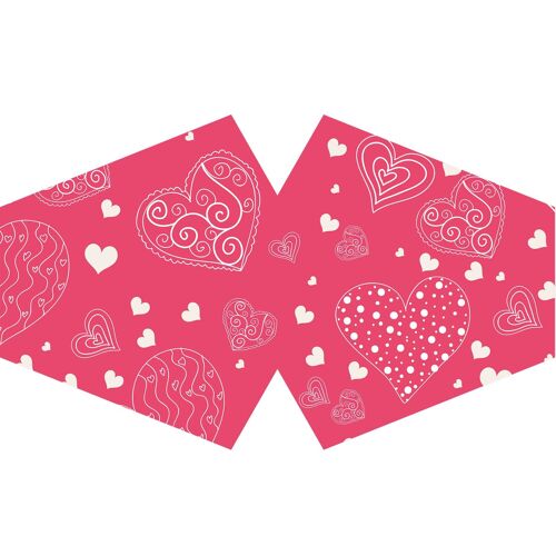 FFM-32 - Reusable Fashion Face Mask - Pink Hearts (Adult) - Sold in 3x unit/s per outer