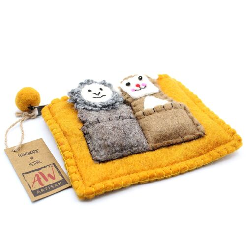 FFPP-03 - Pouch with Finger Puppets - Bear & Sheep - Sold in 1x unit/s per outer
