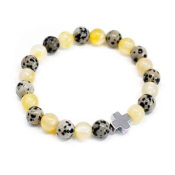 FGB-04 - Lot de 2 Bracelets d'Amitié - Protection - Jaspe Dalmatien & Agate Jaune - Vendu en 2x unité/s par extérieur 3